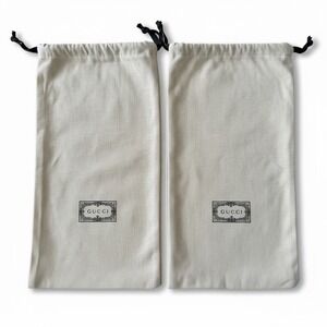 Gucci 2 Dust Bags Oatmeal Cotton Shoe Storage Travel Bags 17x8.25